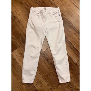 J CREW 9" Toothpick Cropped WHITE Jeans BQ310 Skinny Denim Sz 30